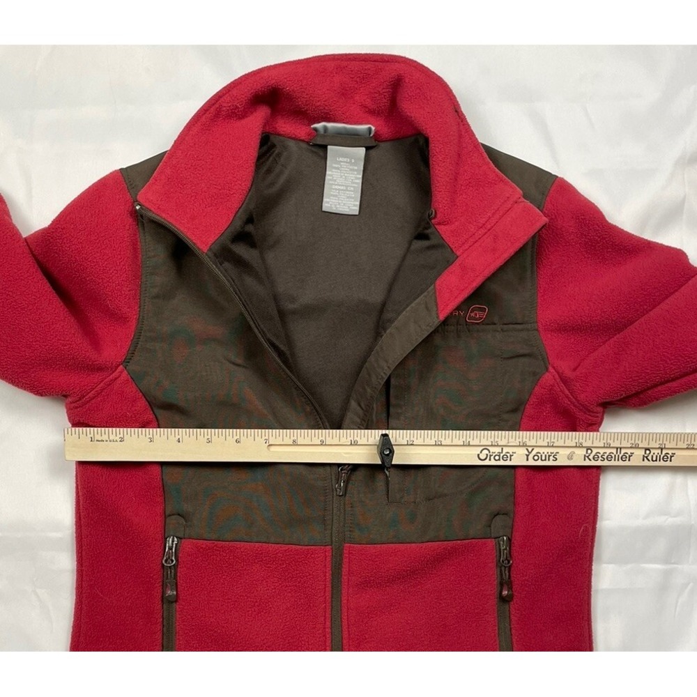 Free Country Ladies Fleece Jacket Full Zip Brown Raspberry Sz Small  Zip Pockets - Picture 4 of 6